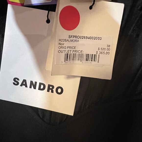 Sandro Black Organza and Rib Knit Ruched Bustier Effect Mini Dress Small NWT - Picture 7 of 7